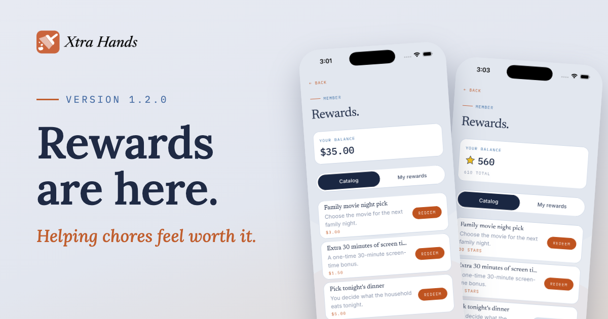 Rewards are here: helping chores feel worth it