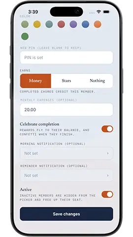 Xtra Hands member notification settings screen